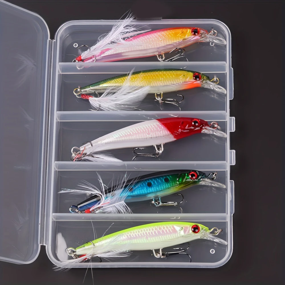 Fishing Hook - เหยื่อตกปลาเลเซอร์ 3 มิติ รูปทรงปลาไบโอนิค 5 ชิ้น/กล่อง
