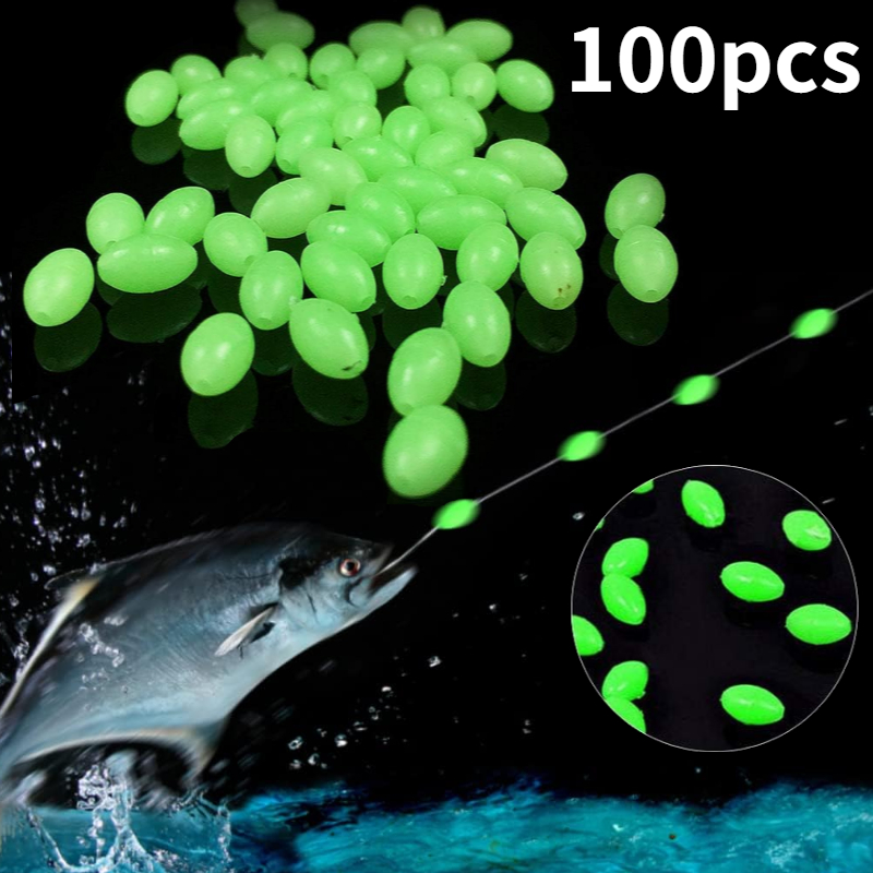 Fishing Equipment And Tools - 100 ชิ้น/ล็อตรูปไข่ Night Luminous ลูกปัดตกปลาเรืองแสงตกปลาทะเลเหยื่อล่อลอยลูกปัดตกปลาเครื่องมือสําหรับ RIG