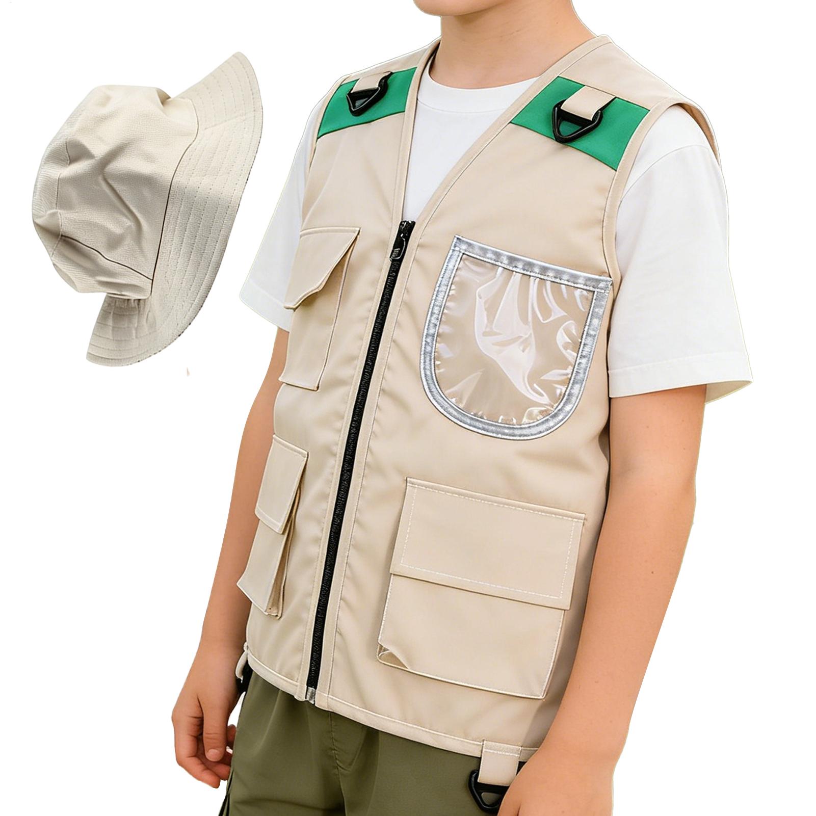 Fishing Equipment Logo - เสื้อกั๊กเด็กสำหรับกิจกรรมกลางแจ้ง 1 ชิ้น ขายดี พร้อมหมวก อุปกรณ์ตั้งแคมป์