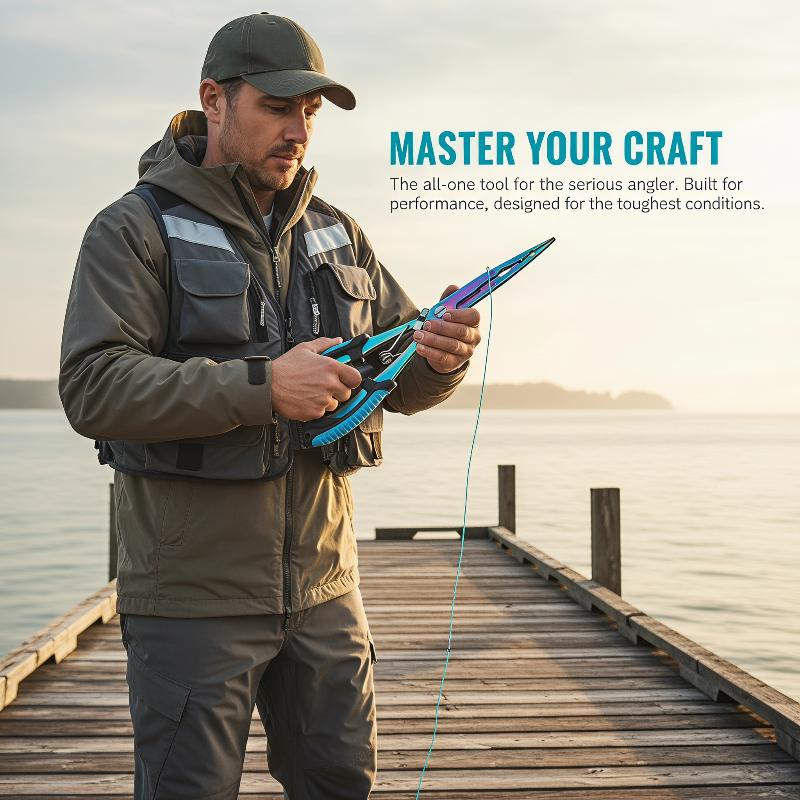 Saltwater Fishing Hook - คีมตกปลาแบบขยายได้ ทำจากสแตนเลส พร้อมด้ามจับกันลื่น ตัวถอดเบ็ด ตัวตัดสาย สำหรับตกปลาในน้ำเค็มและน้ำจืดกลางแจ้ง