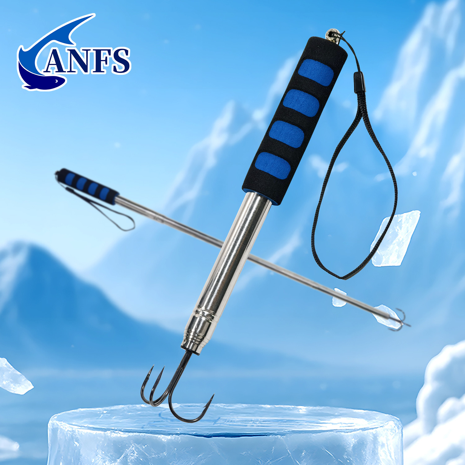 Saltwater Fishing Hook - ANFS 1pcTelescopic Fishing Gaff พร้อมตะขอสามทางสแตนเลสและด้ามจับ EVA