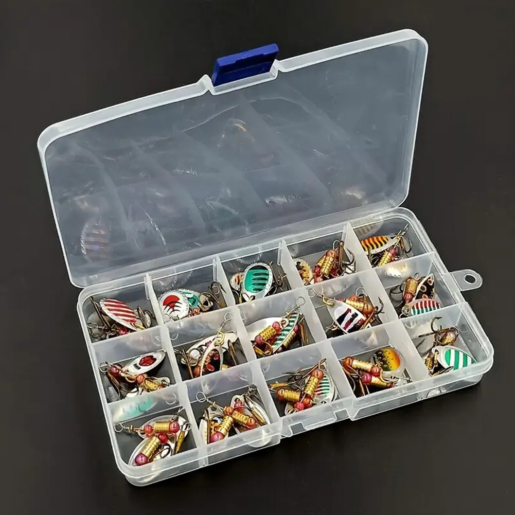Bass Fishing Lure - เหยื่อตกปลาแบบช้อนโลหะ 30 ชิ้น พร้อมตะขอสามทาง เหยื่อปลอมแบบสปินเนอร์ เหยื่อตกปลาแบบ