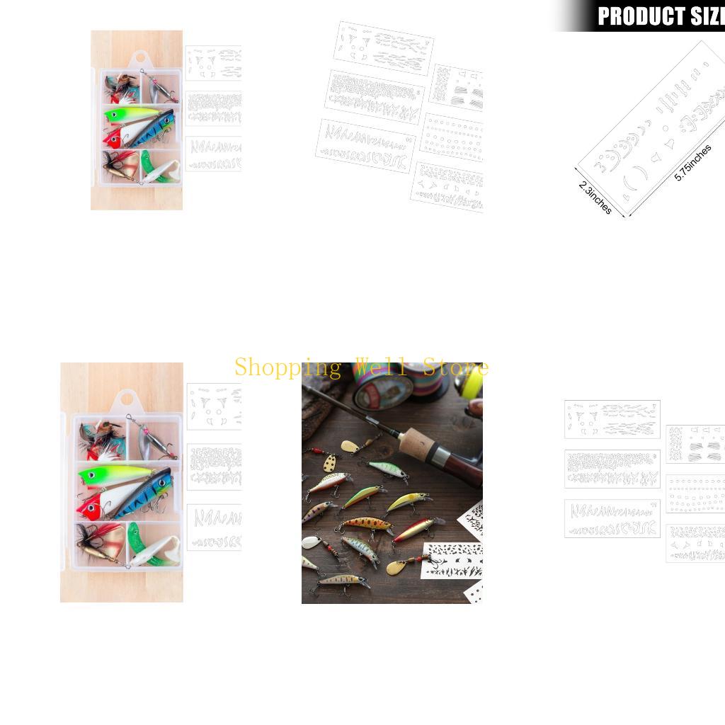 Fishing Equipment Gear - KX4B 6 ชิ้น ประมง ล่อภาพวาดแม่แบบสำหรับการร่างสมุดตกแต่งบ้าน