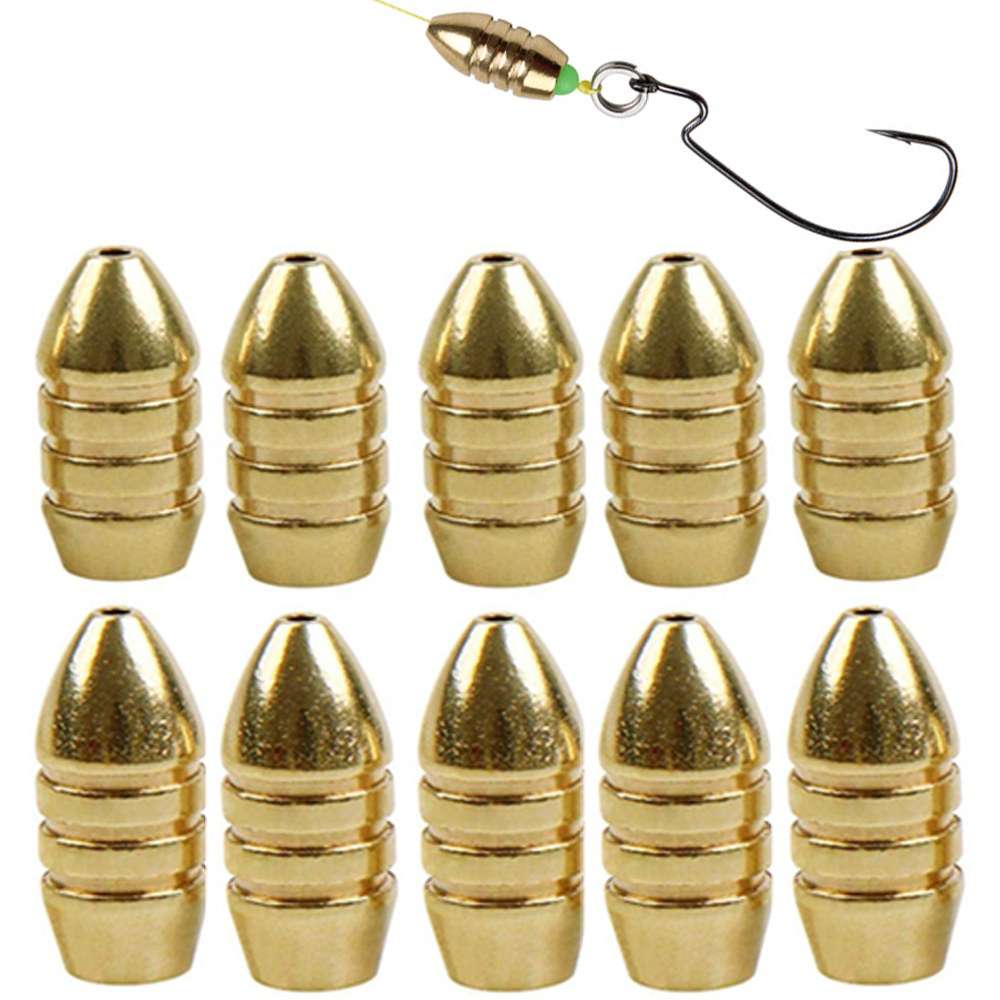 10 ชิ้นทองเหลืองตกปลาน้ําหนักท - Bass Fishing Lure บทวิจารณ์และราคา