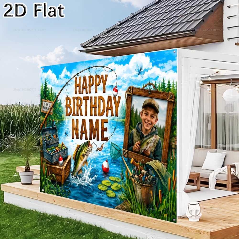 ฉากหลังธีมตกปลาพร้อมชื่อและรูป - Fishing Equipment Kids บทวิจารณ์และราคา